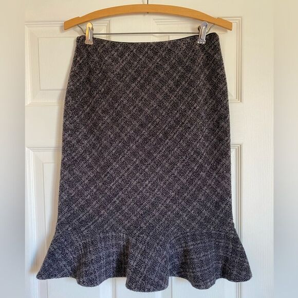 Y2K Express Black and White Plaid Trumpet Midi Skirt - Picture 1 of 5
